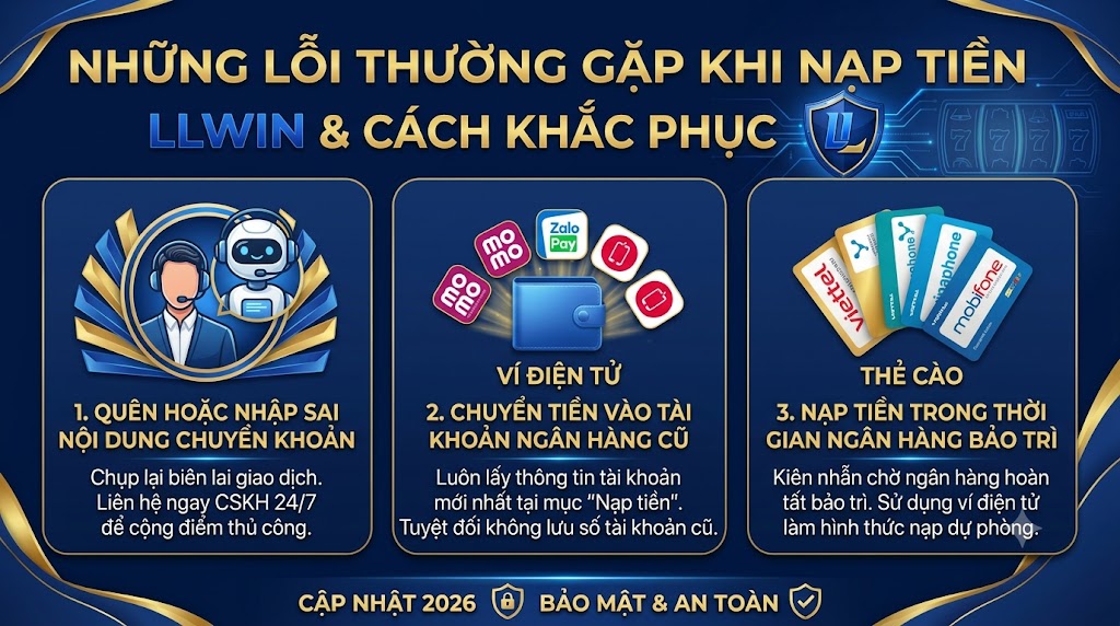 Nạp Tiền LLWIN – Hướng Dẫn Chi Tiết An Toàn & Nhanh Chóng Cho Tân Thủ Những Lỗi Thường Gặp Khi Nạp Tiền LLWIN & Cách Khắc Phục